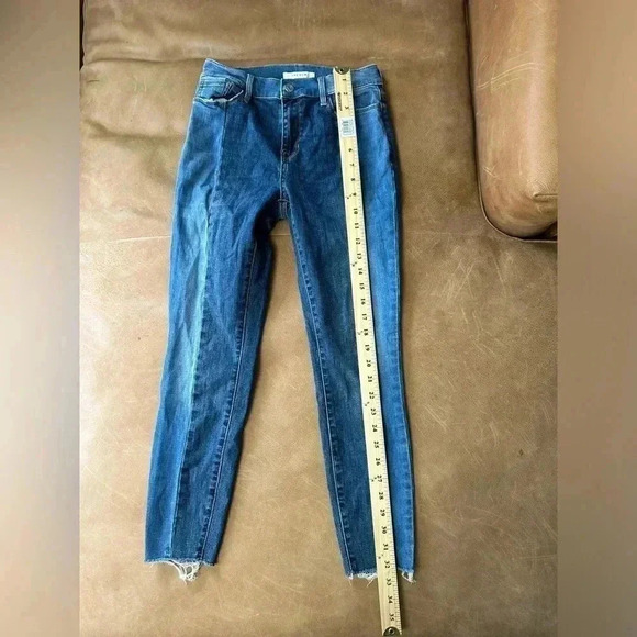 PacSun Two Toned Jeans Color Block Striped 25 Short High Rise Jegging Raw Hem - Picture 2 of 9